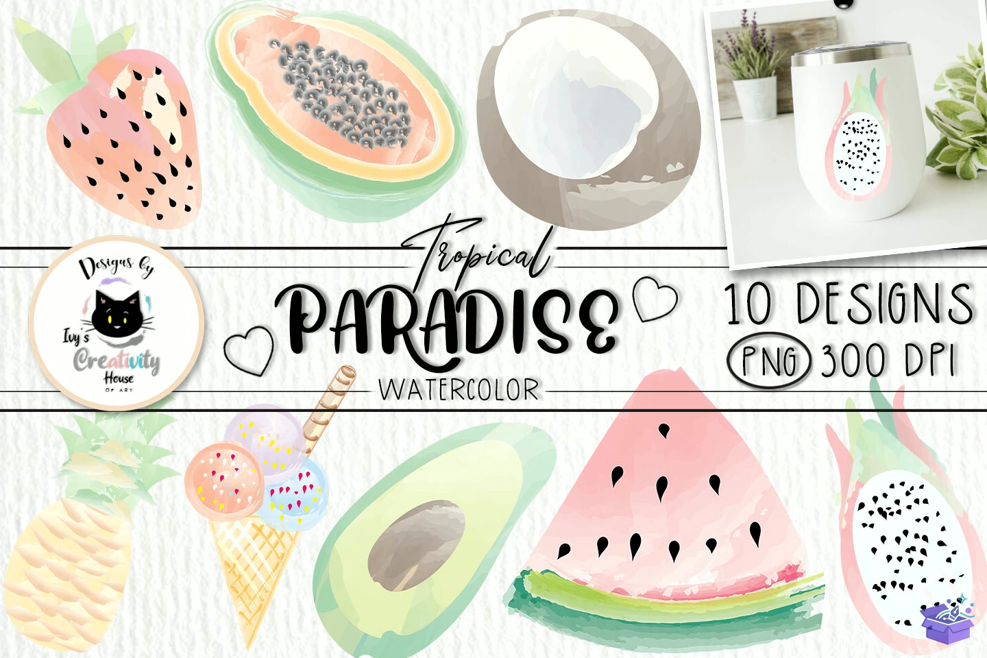 Watercolor Tropical Summer - DTF & Süblimasyon Baskı Tasarımı (SVG, DXF, EPS, PNG) - detaylı önizleme 6