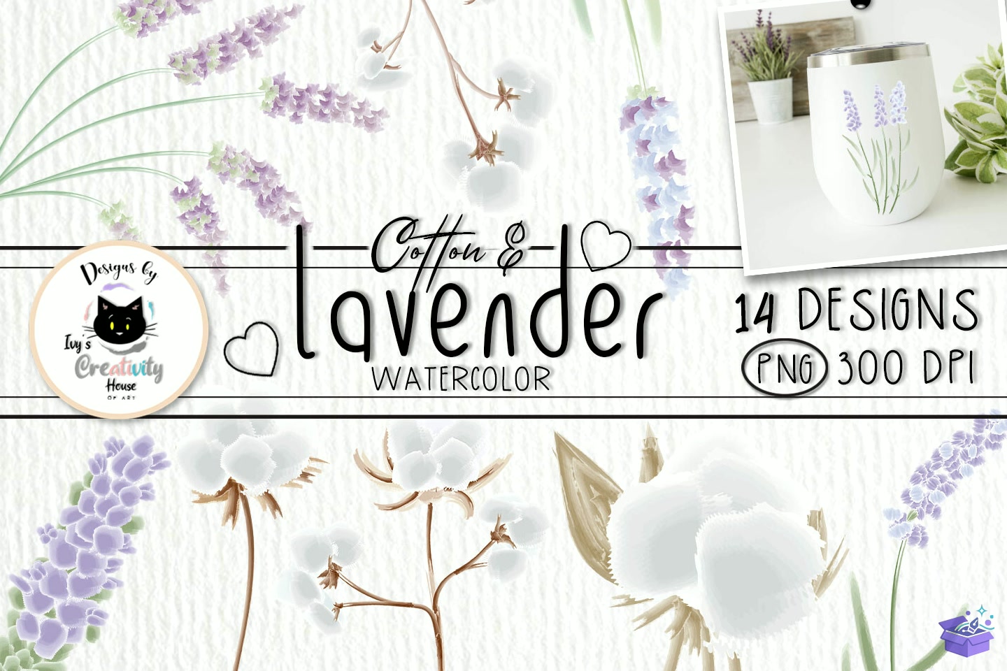 Watercolor Lavender Floral - DTF & Süblimasyon Baskı Tasarımı (SVG, DXF, EPS, PNG) - detaylı önizleme 5