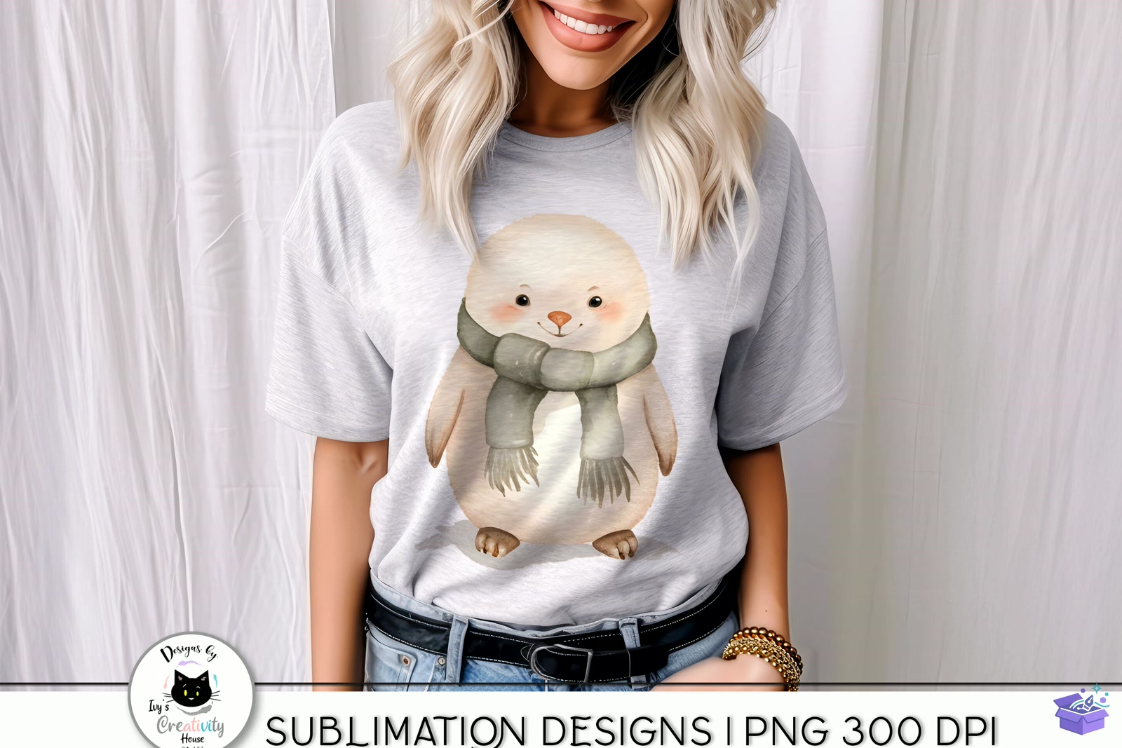 Cute Winter Animal Kawaii PNG - DTF & Süblimasyon Baskı Tasarımı (SVG, DXF, EPS, PNG) - detaylı önizleme 5