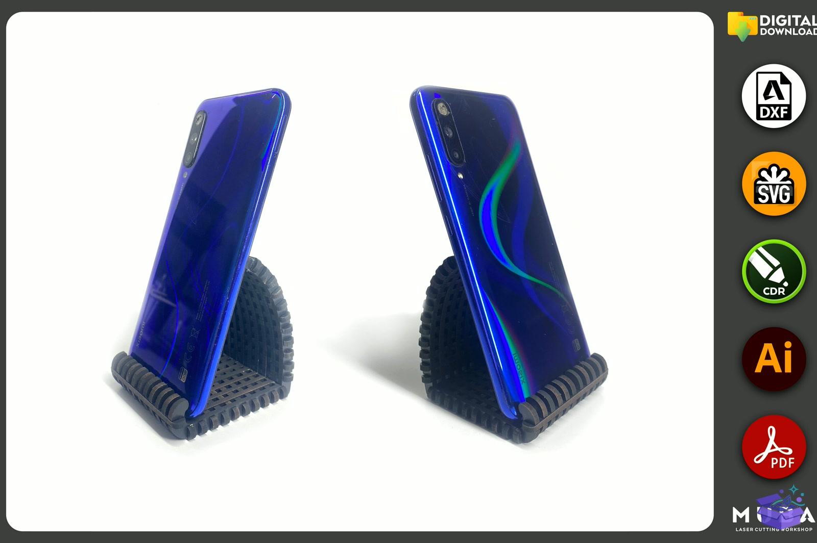 Telefon Standı Laser Telefon Tutucu - Lazer Kesim ve Çizim Dosyası (SVG, DXF, EPS, PNG) - detaylı önizleme 2