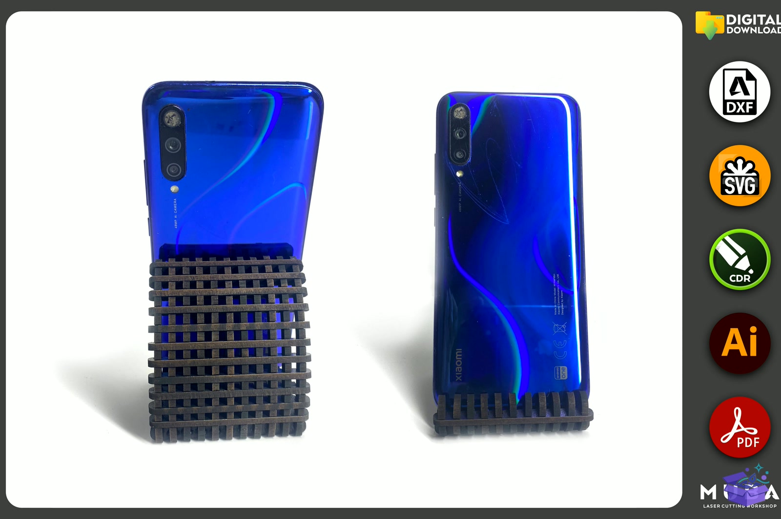 Telefon Standı Laser Telefon Tutucu - Lazer Kesim ve Çizim Dosyası (SVG, DXF, EPS, PNG) - detaylı önizleme 3