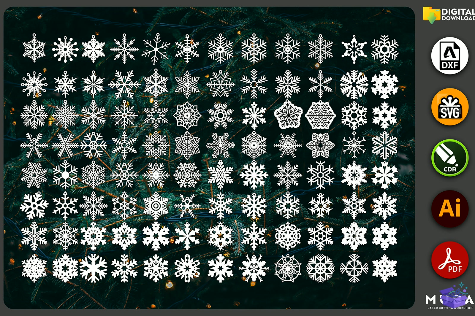96 Pcs Yılbaşı Ağaç Süsü SVG Lazer Kesim - Lazer Kesim ve Çizim Dosyası (SVG, DXF, EPS, PNG) - Lazer Kesim Dosyaları İndir (DXF, SVG, EPS)