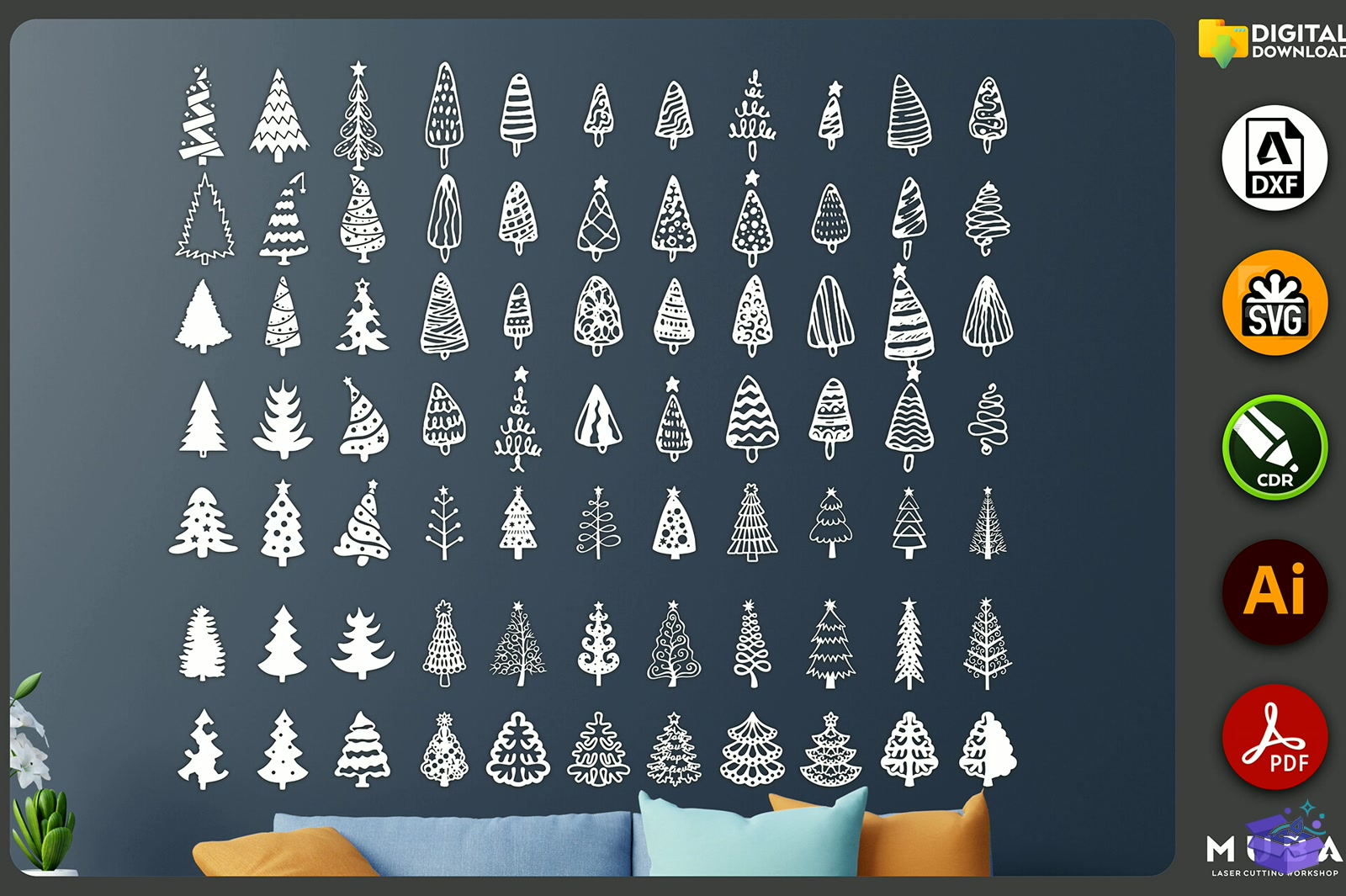 557 Pcs Yılbaşı Ağaç Süsü SVG Lazer Kesim - Lazer Kesim ve Çizim Dosyası (SVG, DXF, EPS, PNG) - detaylı önizleme 6