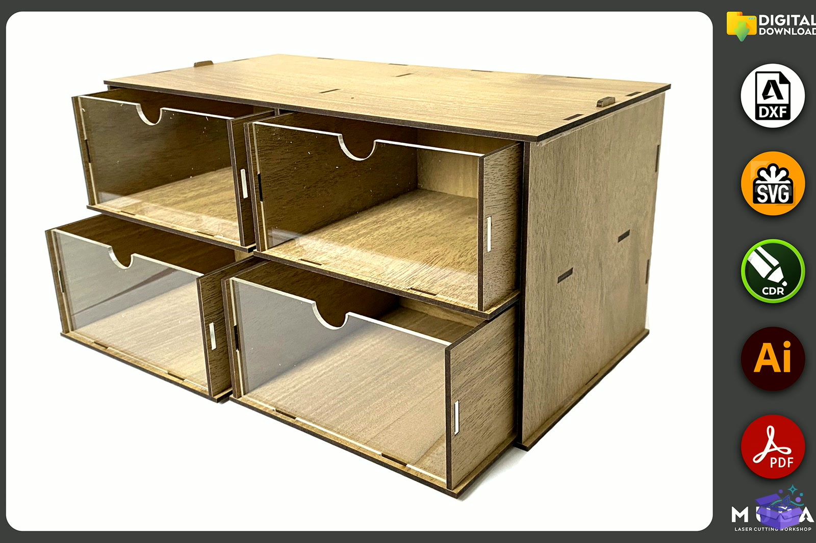 Desktop Organizer SVG Hobby Storage Kutu - Lazer Kesim ve Çizim Dosyası (SVG, DXF, EPS, PNG) - detaylı önizleme 2