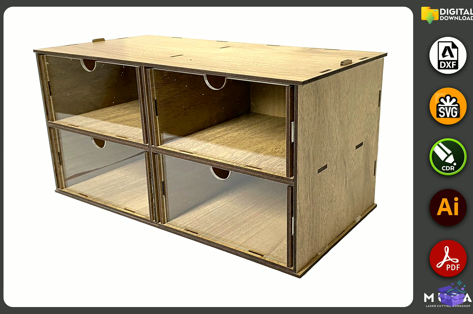 Desktop Organizer SVG Hobby Storage Kutu - Lazer Kesim ve Çizim Dosyası (SVG, DXF, EPS, PNG) - detaylı önizleme 3