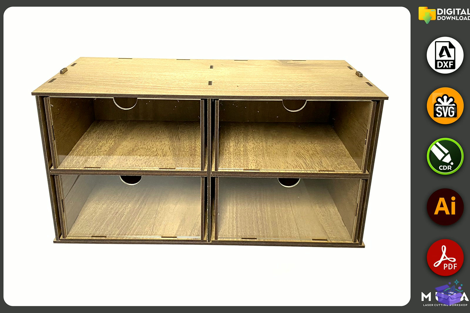 Desktop Organizer SVG Hobby Storage Kutu - Lazer Kesim ve Çizim Dosyası (SVG, DXF, EPS, PNG) - detaylı önizleme 4