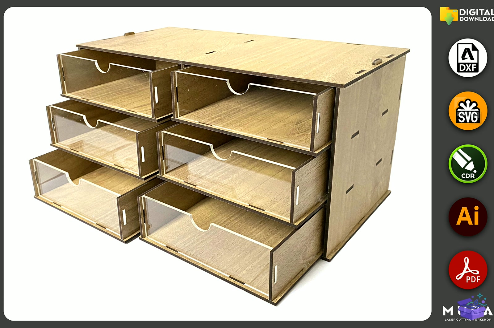Desktop Organizer SVG Hobby Storage Kutu - Lazer Kesim ve Çizim Dosyası (SVG, DXF, EPS, PNG) - detaylı önizleme 2