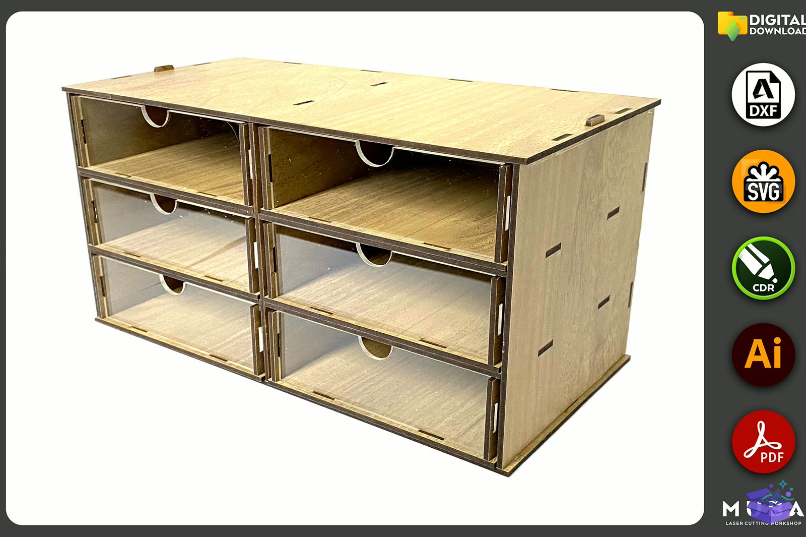 Desktop Organizer SVG Hobby Storage Kutu - Lazer Kesim ve Çizim Dosyası (SVG, DXF, EPS, PNG) - detaylı önizleme 3