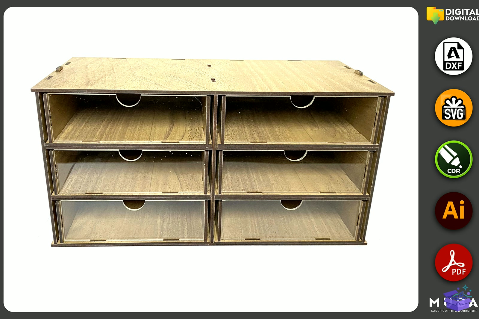 Desktop Organizer SVG Hobby Storage Kutu - Lazer Kesim ve Çizim Dosyası (SVG, DXF, EPS, PNG) - detaylı önizleme 4