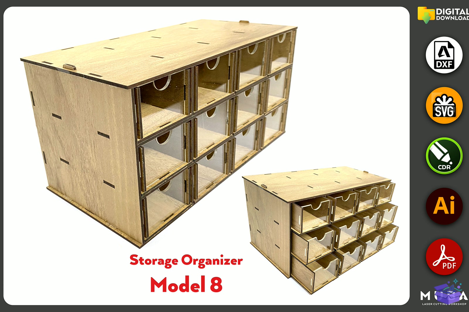 Desktop Organizer SVG Hobby Storage Kutu - Lazer Kesim ve Çizim Dosyası (SVG, DXF, EPS, PNG) - Lazer Kesim Dosyaları İndir (DXF, SVG, EPS)