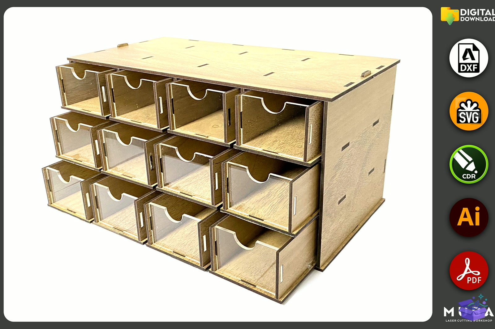 Desktop Organizer SVG Hobby Storage Kutu - Lazer Kesim ve Çizim Dosyası (SVG, DXF, EPS, PNG) - detaylı önizleme 2