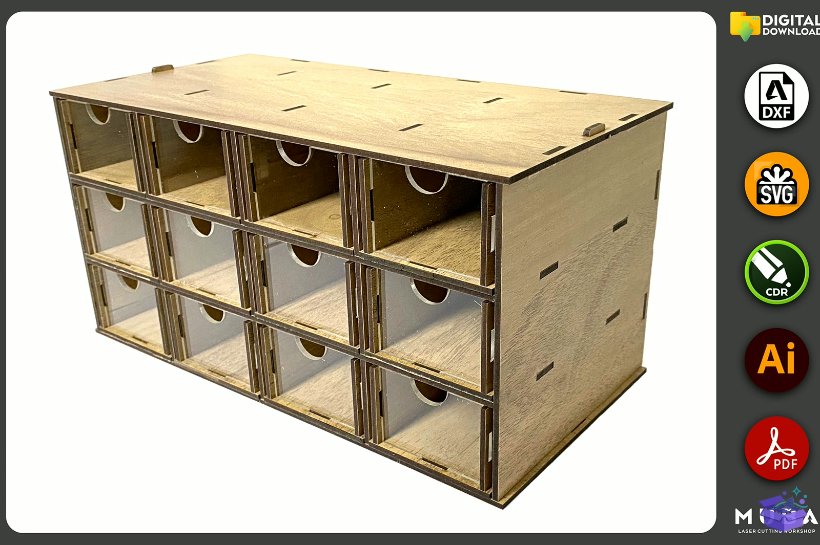 Desktop Organizer SVG Hobby Storage Kutu - Lazer Kesim ve Çizim Dosyası (SVG, DXF, EPS, PNG) - detaylı önizleme 3