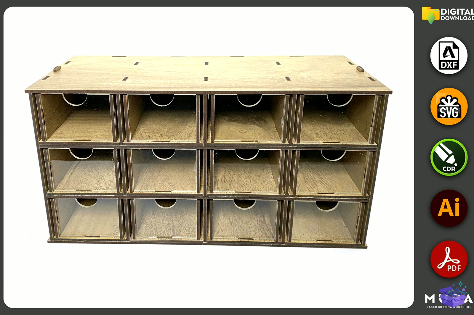 Desktop Organizer SVG Hobby Storage Kutu - Lazer Kesim ve Çizim Dosyası (SVG, DXF, EPS, PNG) - detaylı önizleme 4