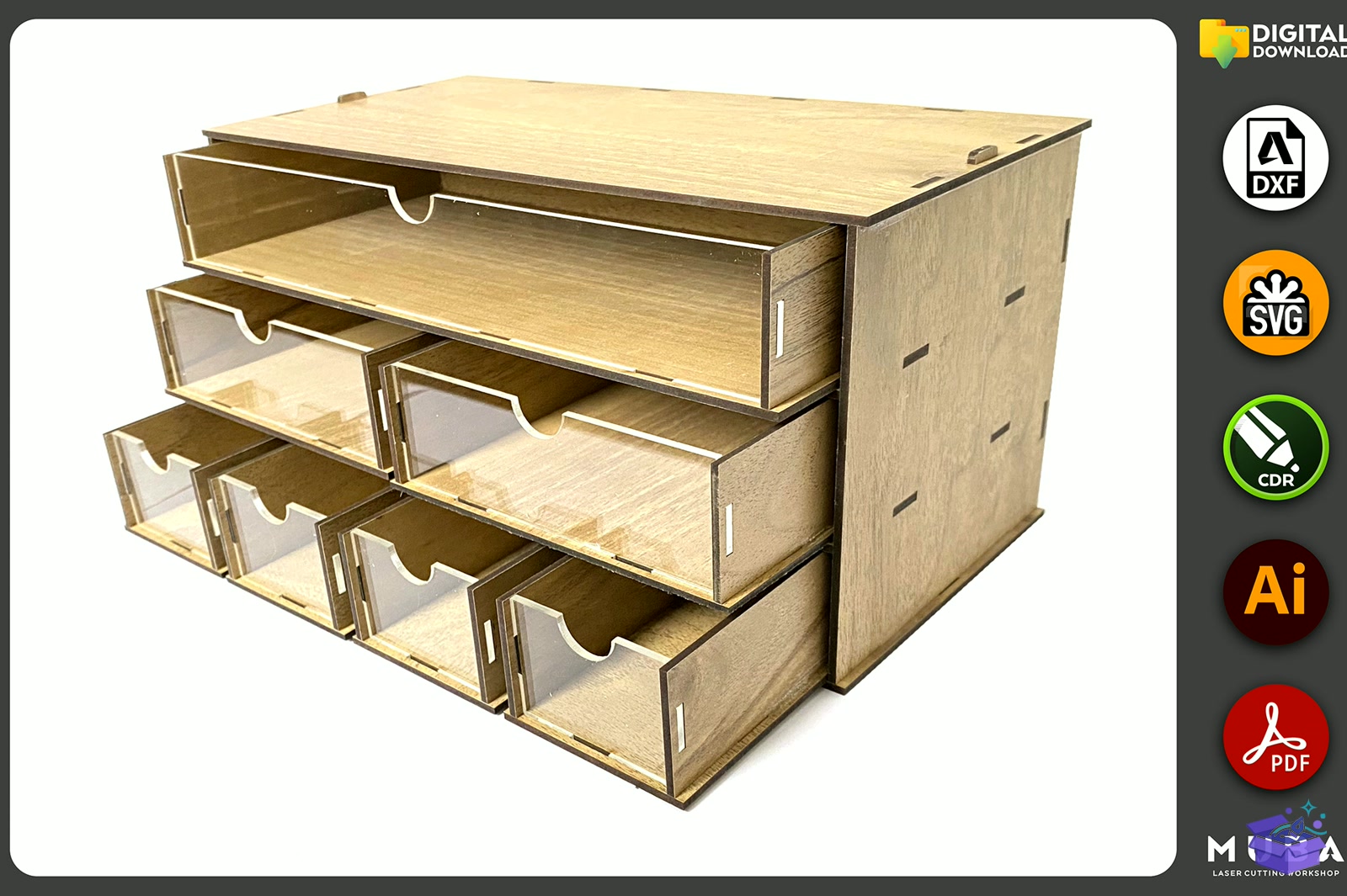 Desktop Organizer SVG Hobby Storage Kutu - Lazer Kesim ve Çizim Dosyası (SVG, DXF, EPS, PNG) - detaylı önizleme 2