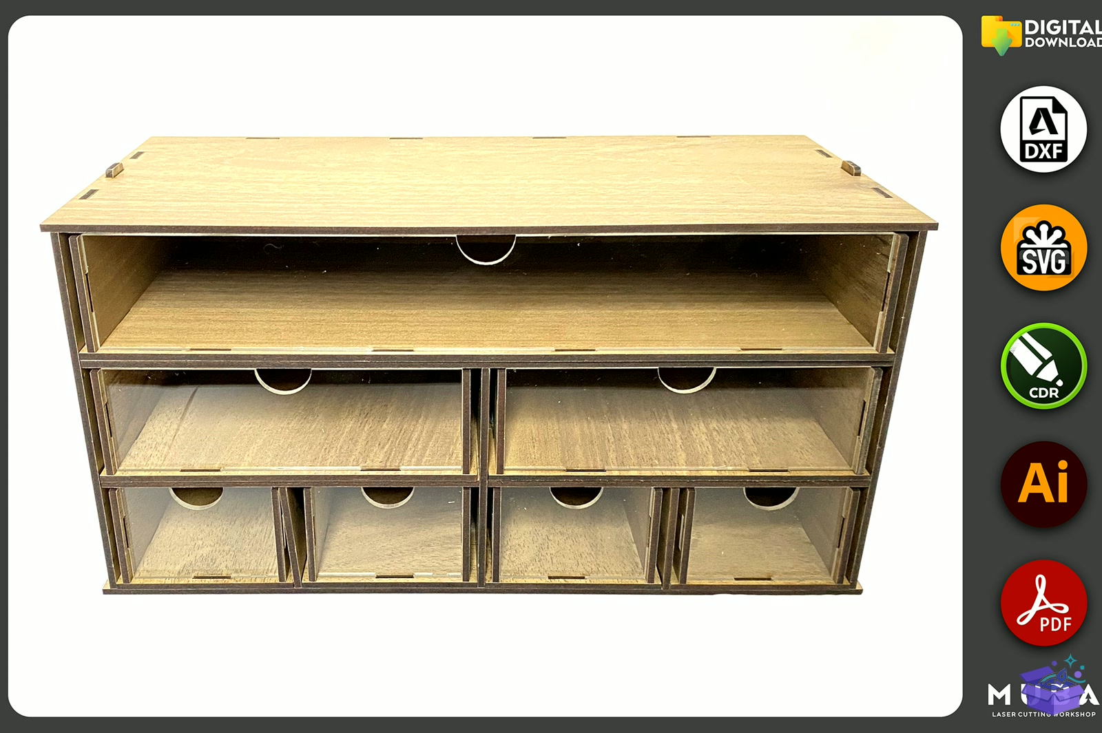 Desktop Organizer SVG Hobby Storage Kutu - Lazer Kesim ve Çizim Dosyası (SVG, DXF, EPS, PNG) - detaylı önizleme 4