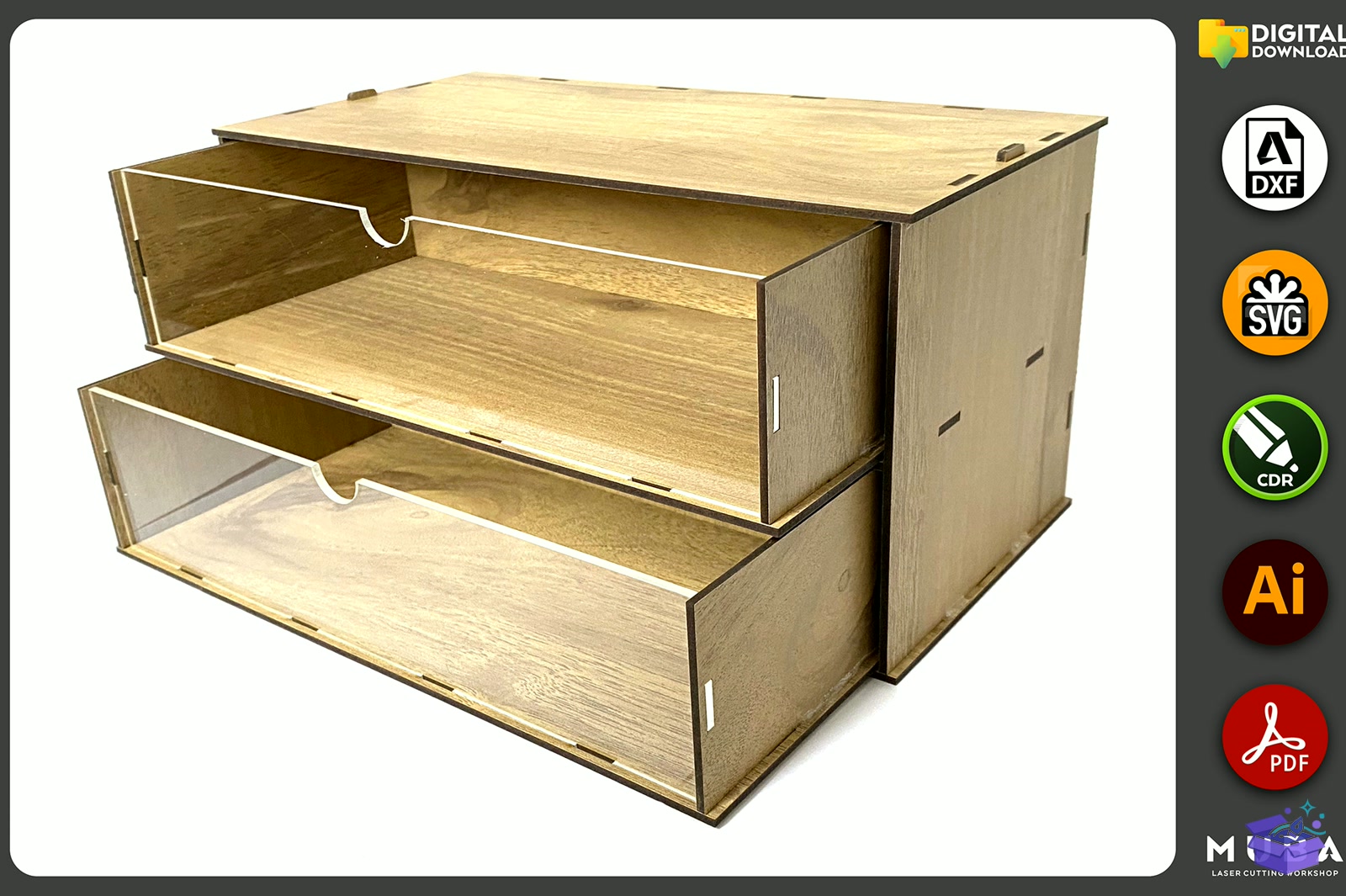 Desktop Organizer SVG Hobby Storage Kutu - Lazer Kesim ve Çizim Dosyası (SVG, DXF, EPS, PNG) - detaylı önizleme 2