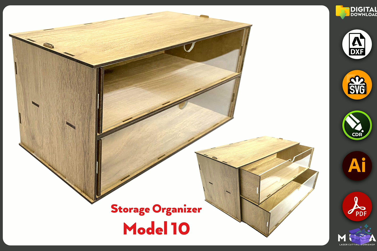 Desktop Organizer SVG Hobby Storage Kutu - Lazer Kesim ve Çizim Dosyası (SVG, DXF, EPS, PNG) - detaylı önizleme 6