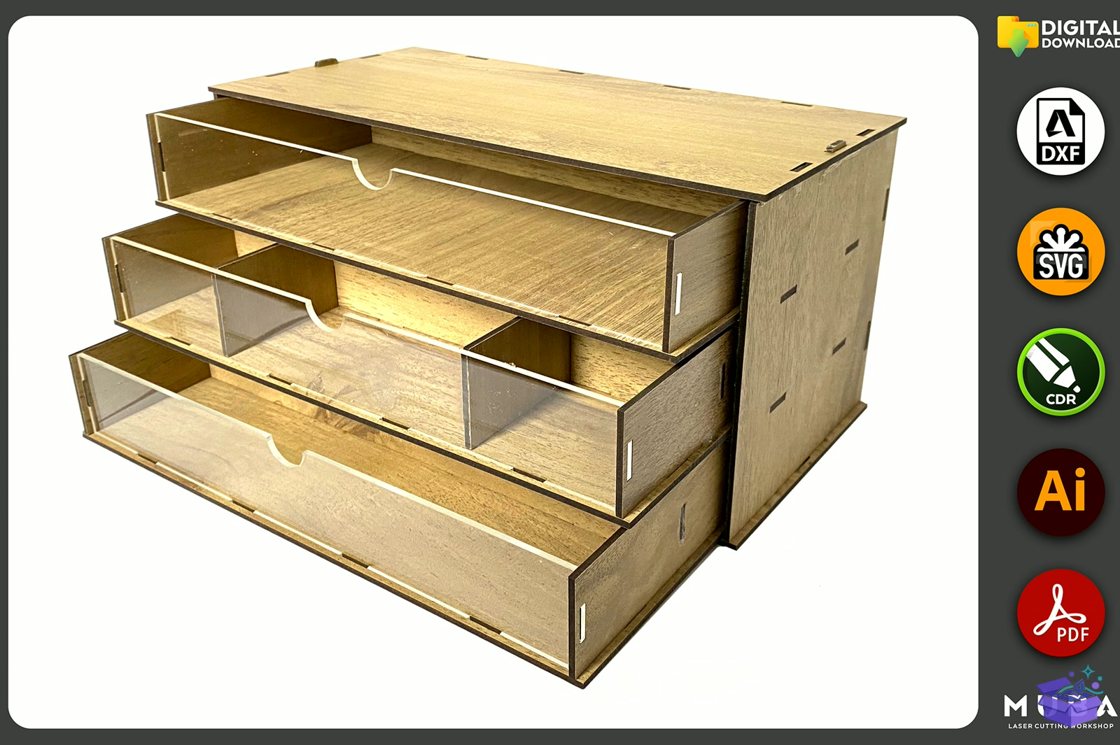 Desktop Organizer SVG Hobby Storage Kutu - Lazer Kesim ve Çizim Dosyası (SVG, DXF, EPS, PNG) - detaylı önizleme 2