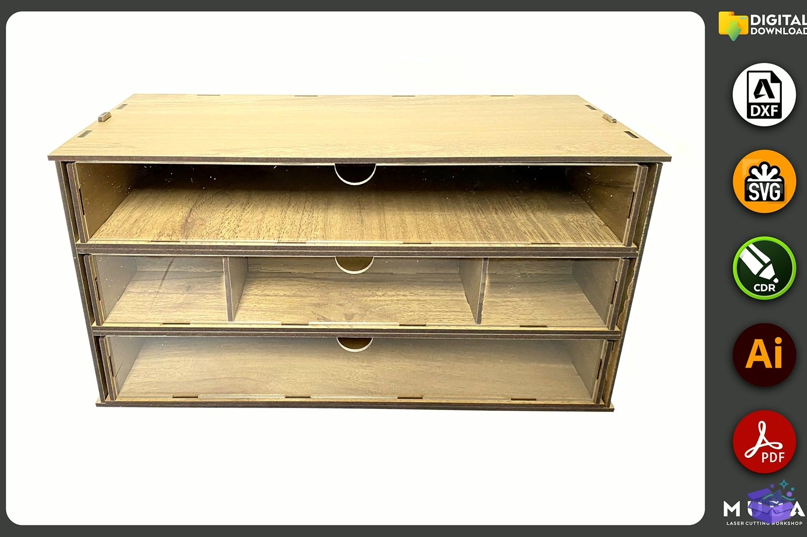 Desktop Organizer SVG Hobby Storage Kutu - Lazer Kesim ve Çizim Dosyası (SVG, DXF, EPS, PNG) - detaylı önizleme 4
