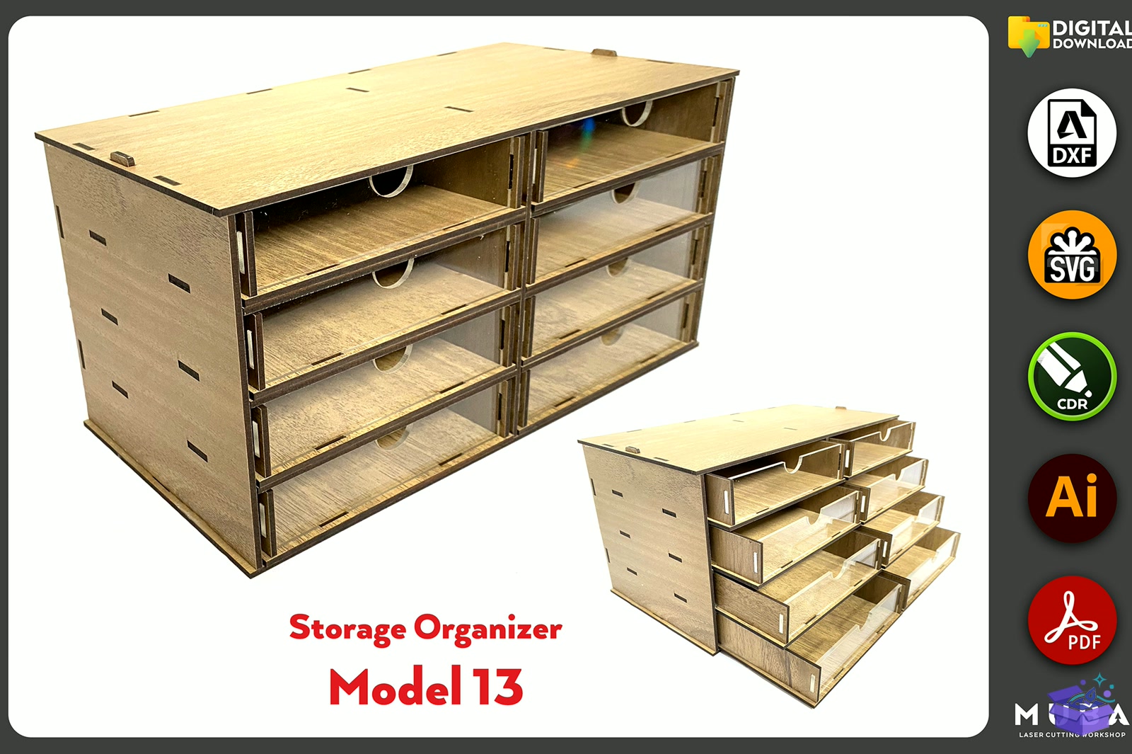 Desktop Organizer SVG Hobby Storage Kutu - Lazer Kesim ve Çizim Dosyası (SVG, DXF, EPS, PNG) - Lazer Kesim Dosyaları İndir (DXF, SVG, EPS)