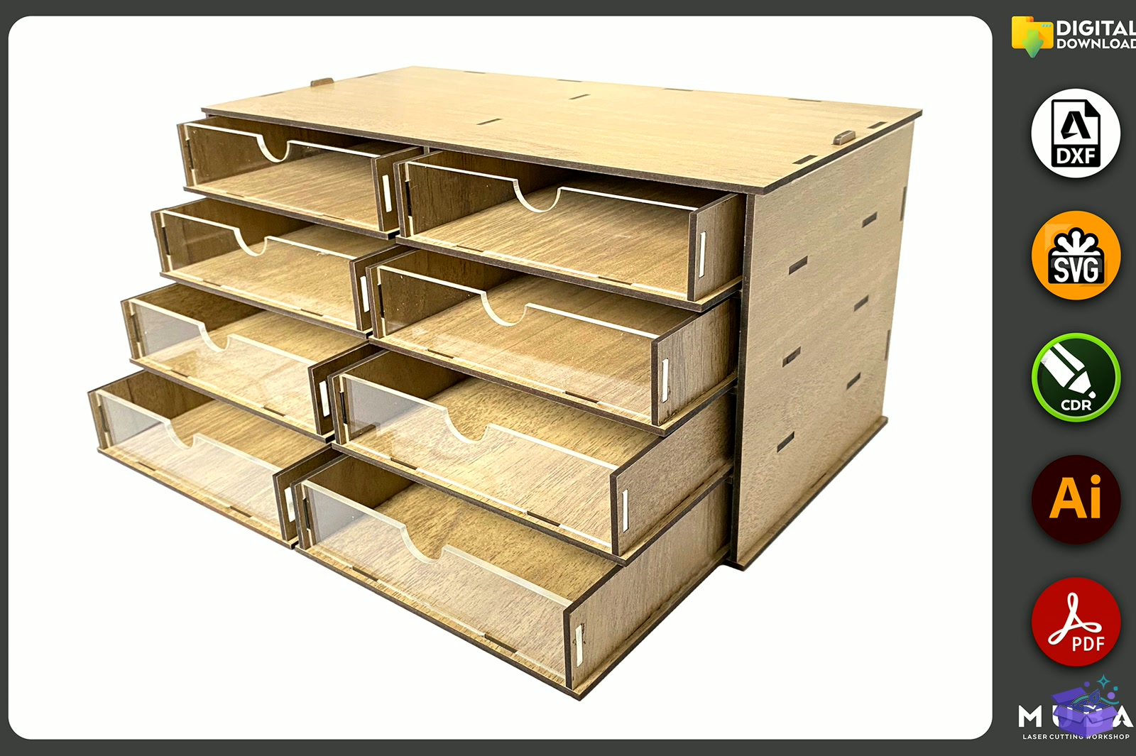 Desktop Organizer SVG Hobby Storage Kutu - Lazer Kesim ve Çizim Dosyası (SVG, DXF, EPS, PNG) - detaylı önizleme 2