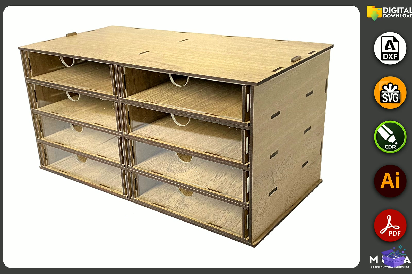 Desktop Organizer SVG Hobby Storage Kutu - Lazer Kesim ve Çizim Dosyası (SVG, DXF, EPS, PNG) - detaylı önizleme 3