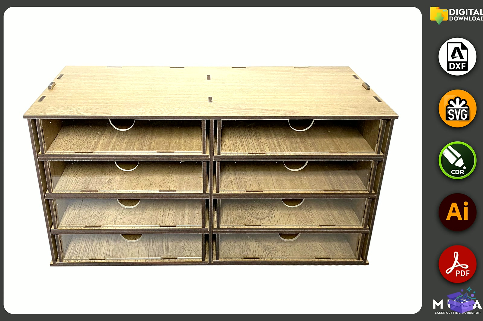 Desktop Organizer SVG Hobby Storage Kutu - Lazer Kesim ve Çizim Dosyası (SVG, DXF, EPS, PNG) - detaylı önizleme 4