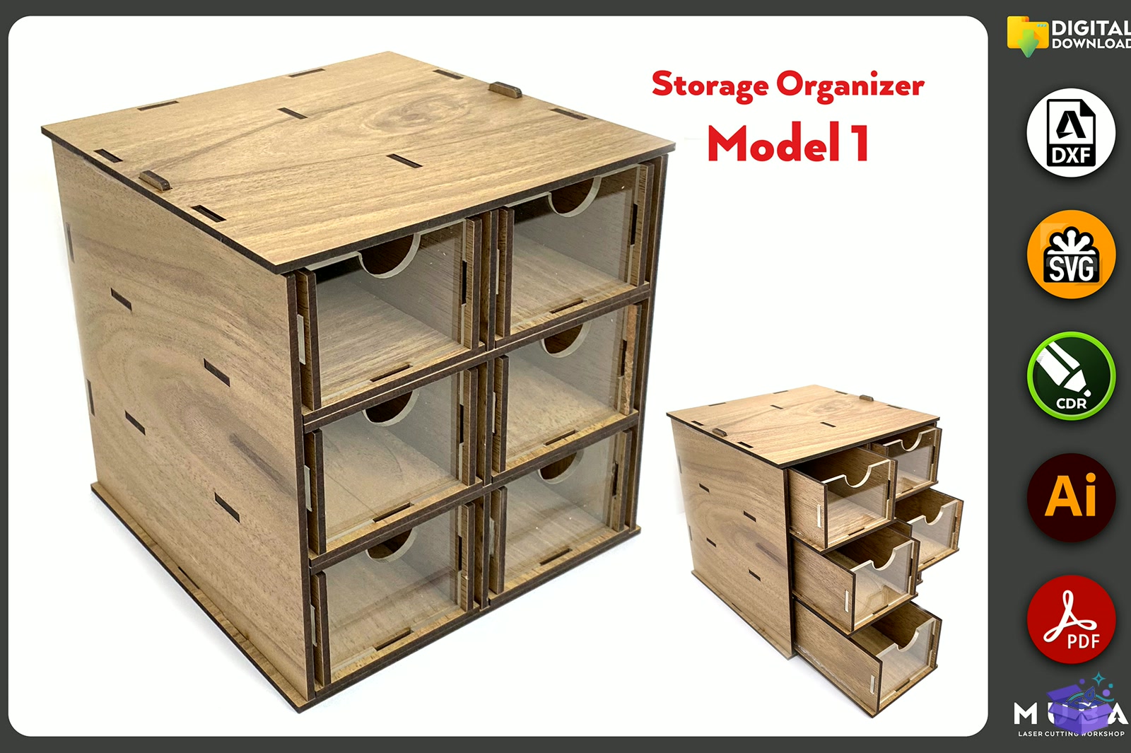 Desktop Organizer SVG Hobby Storage Kutu - Lazer Kesim ve Çizim Dosyası (SVG, DXF, EPS, PNG) - Lazer Kesim Dosyaları İndir (DXF, SVG, EPS)