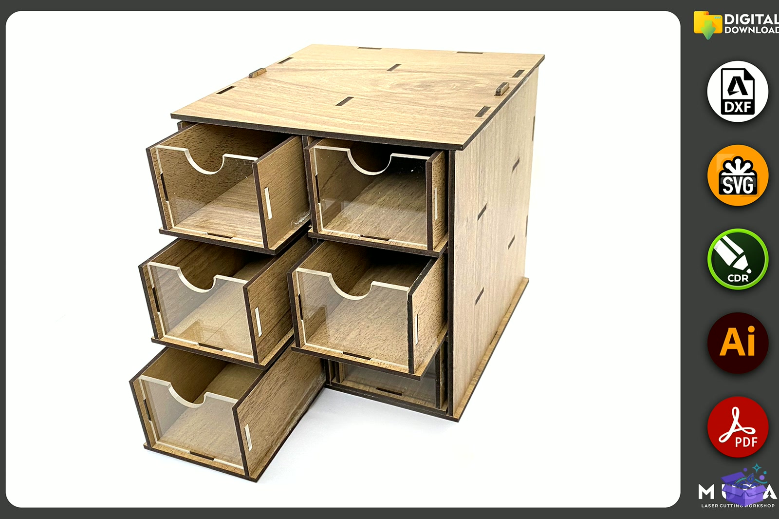 Desktop Organizer SVG Hobby Storage Kutu - Lazer Kesim ve Çizim Dosyası (SVG, DXF, EPS, PNG) - detaylı önizleme 2