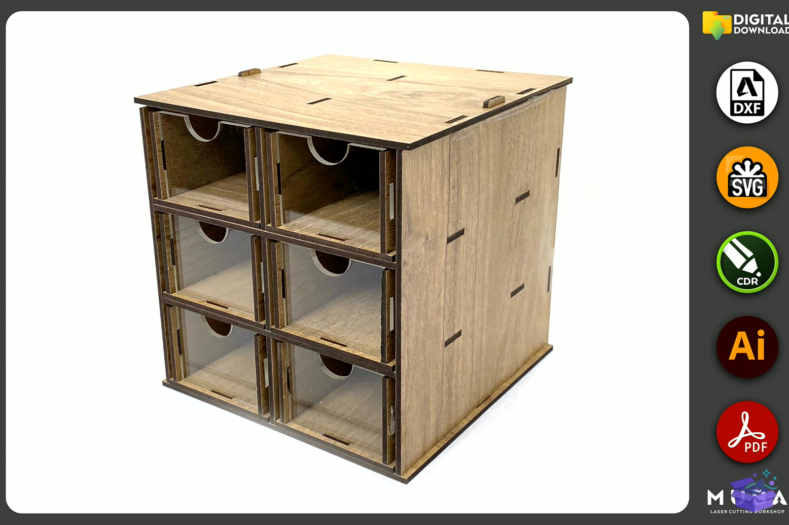 Desktop Organizer SVG Hobby Storage Kutu - Lazer Kesim ve Çizim Dosyası (SVG, DXF, EPS, PNG) - detaylı önizleme 3