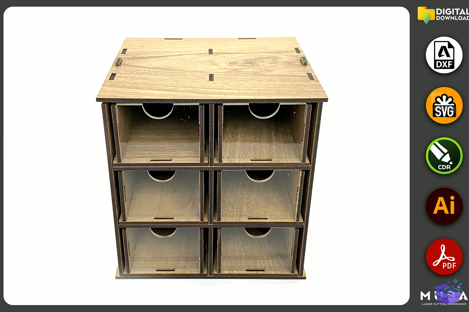 Desktop Organizer SVG Hobby Storage Kutu - Lazer Kesim ve Çizim Dosyası (SVG, DXF, EPS, PNG) - detaylı önizleme 4