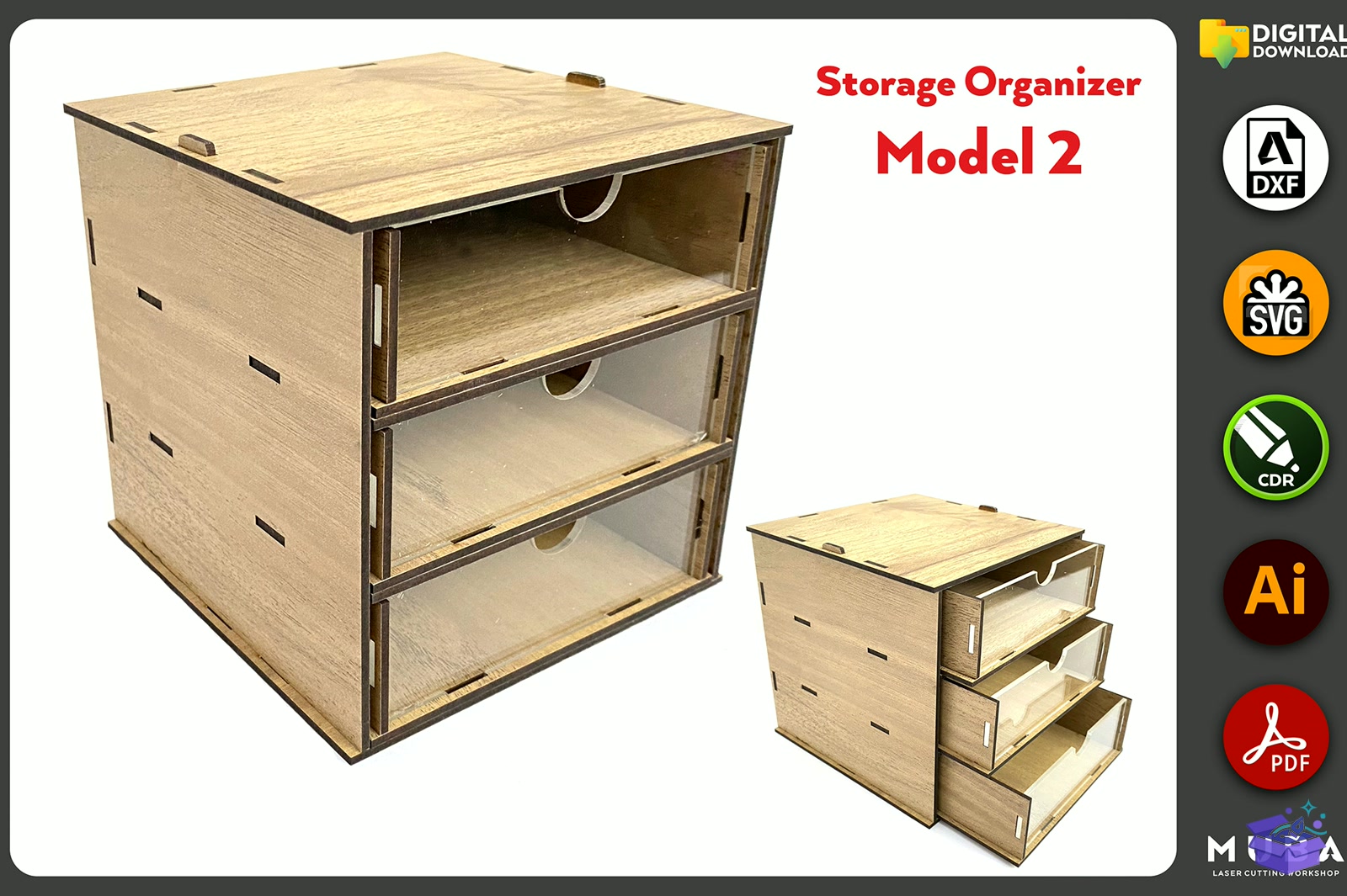 Desktop Organizer SVG Hobby Storage Kutu - Lazer Kesim ve Çizim Dosyası (SVG, DXF, EPS, PNG) - Lazer Kesim Dosyaları İndir (DXF, SVG, EPS)