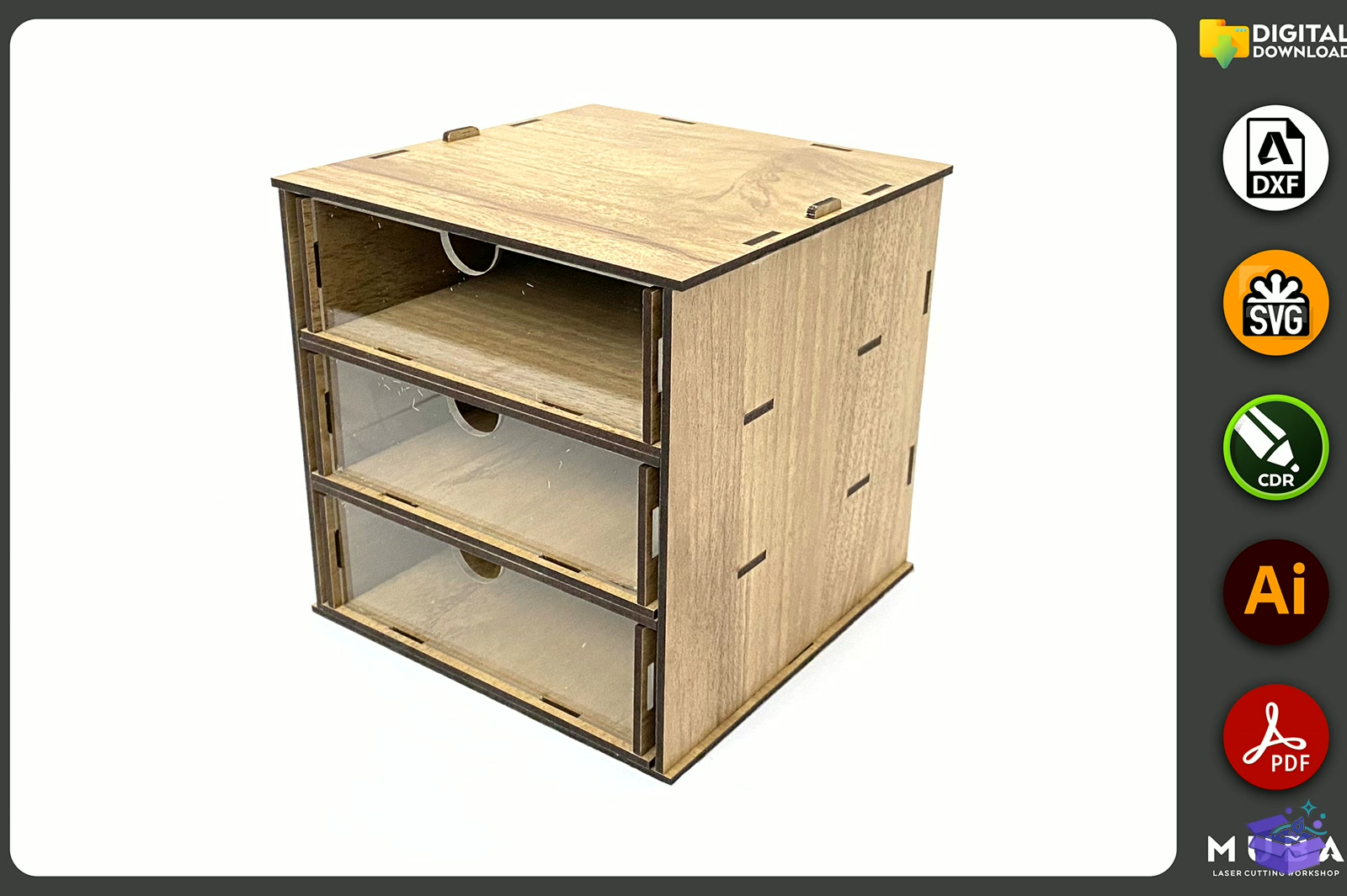 Desktop Organizer SVG Hobby Storage Kutu - Lazer Kesim ve Çizim Dosyası (SVG, DXF, EPS, PNG) - detaylı önizleme 3