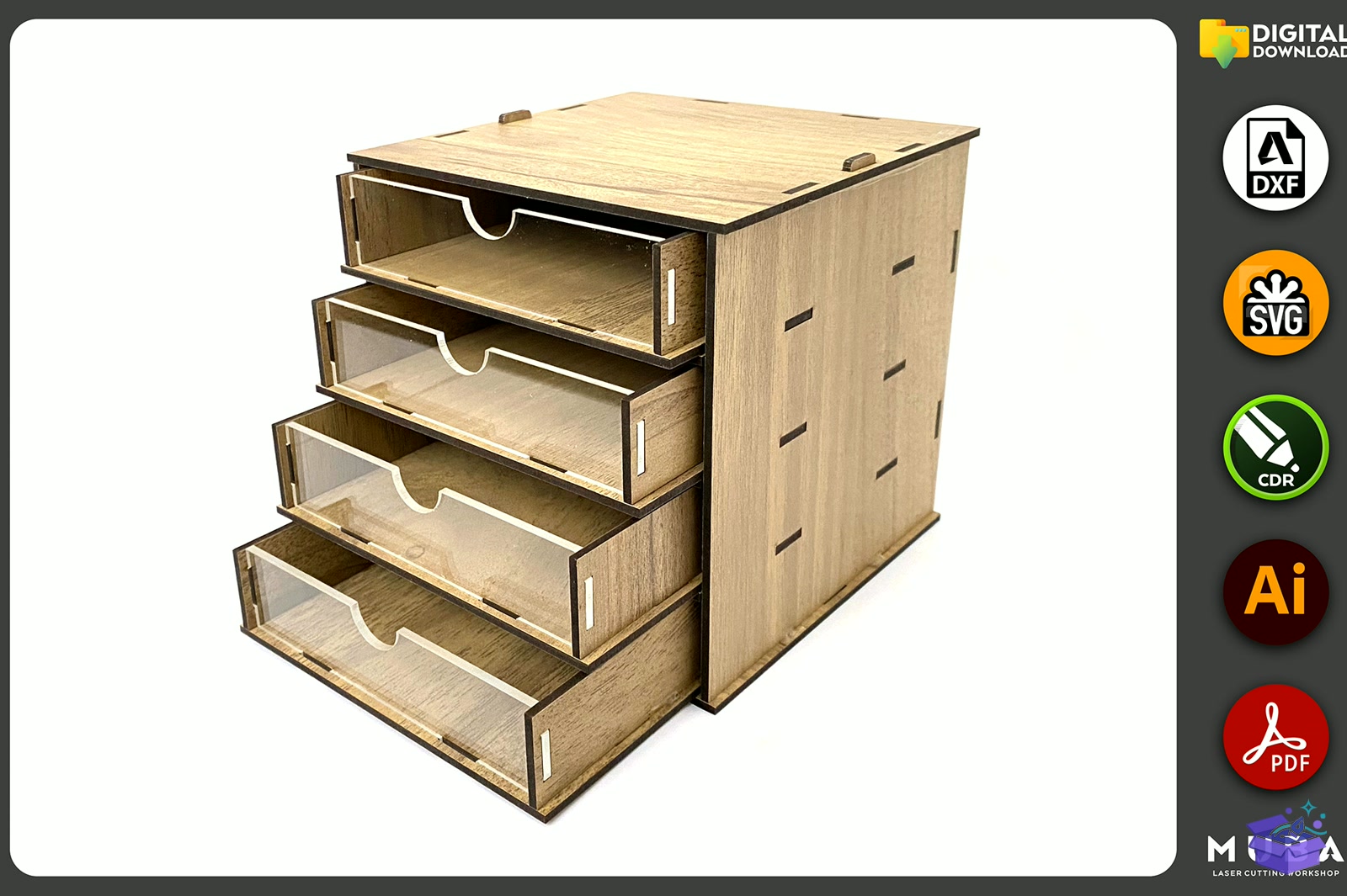 Desktop Organizer SVG Hobby Storage Kutu - Lazer Kesim ve Çizim Dosyası (SVG, DXF, EPS, PNG) - detaylı önizleme 2