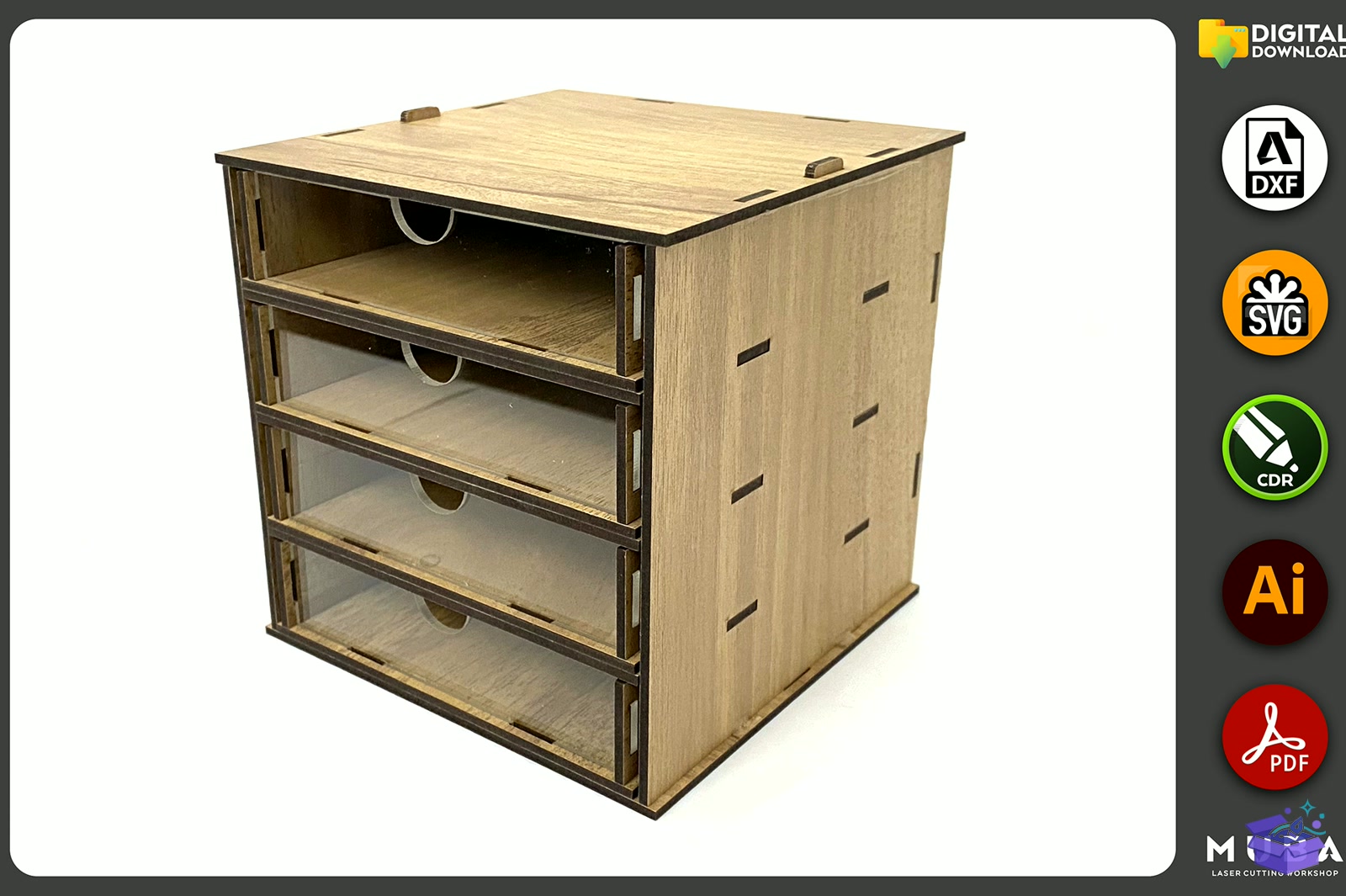 Desktop Organizer SVG Hobby Storage Kutu - Lazer Kesim ve Çizim Dosyası (SVG, DXF, EPS, PNG) - detaylı önizleme 3