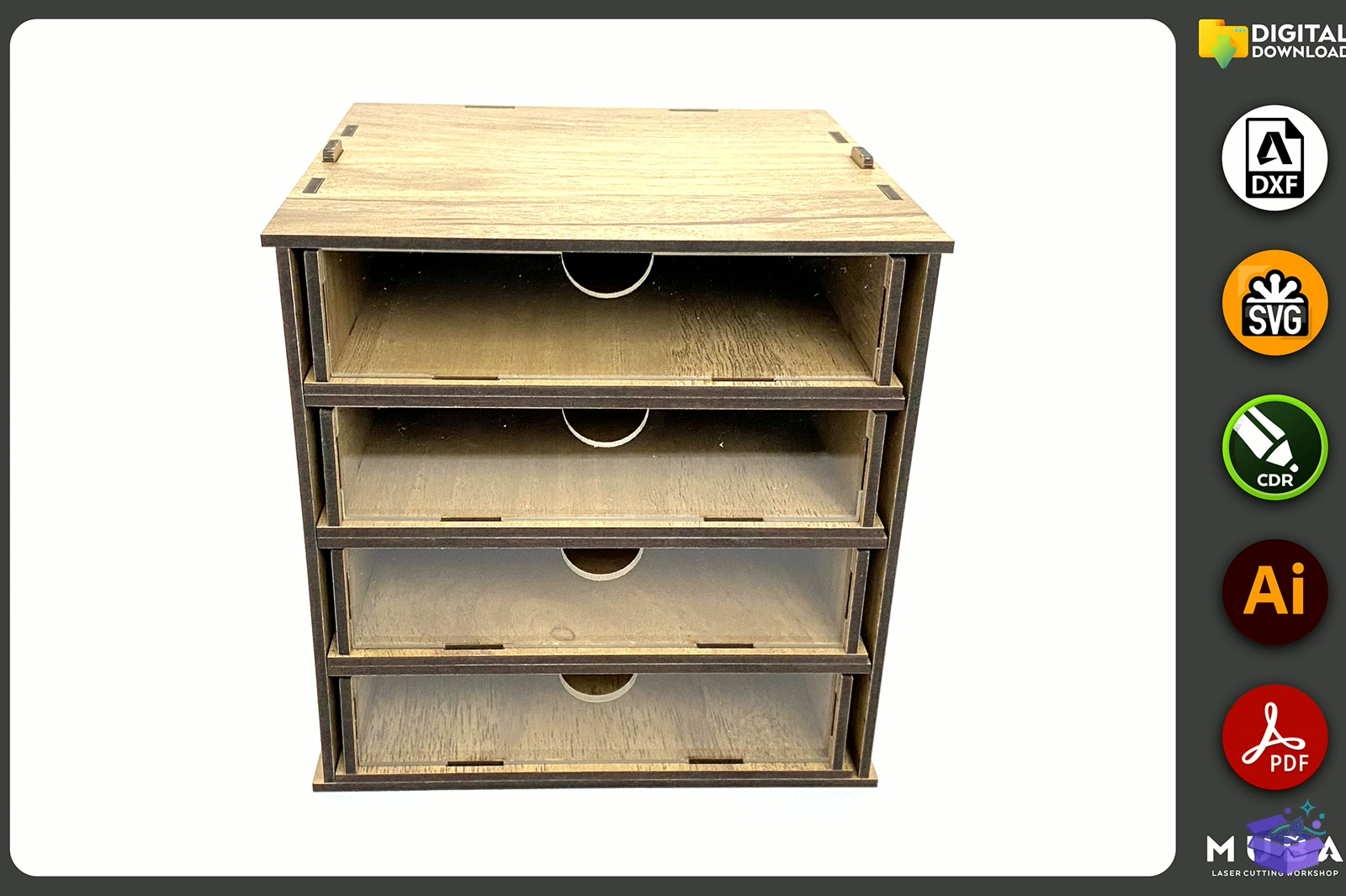 Desktop Organizer SVG Hobby Storage Kutu - Lazer Kesim ve Çizim Dosyası (SVG, DXF, EPS, PNG) - detaylı önizleme 4