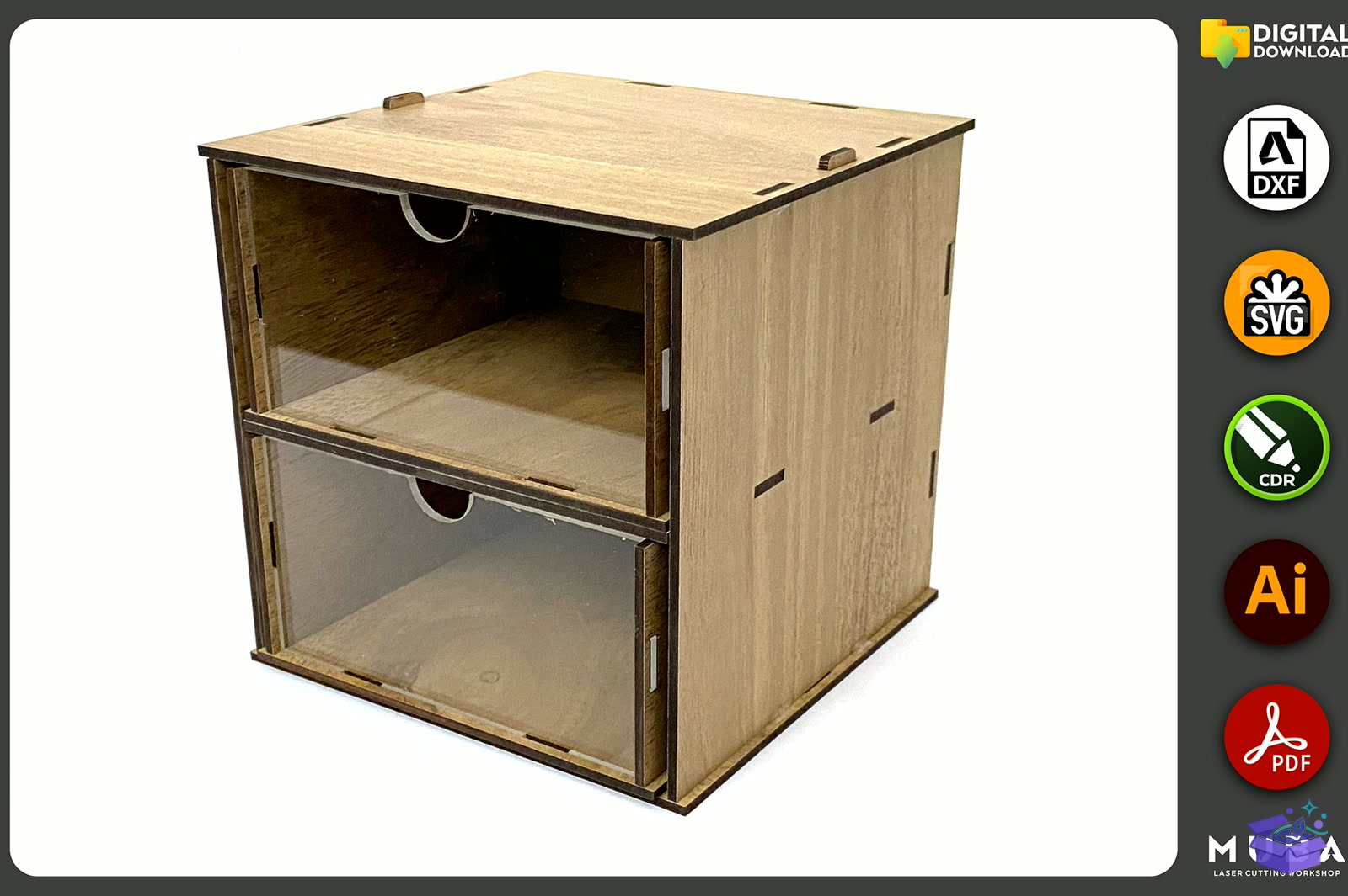 Desktop Organizer SVG Hobby Storage Kutu - Lazer Kesim ve Çizim Dosyası (SVG, DXF, EPS, PNG) - detaylı önizleme 3