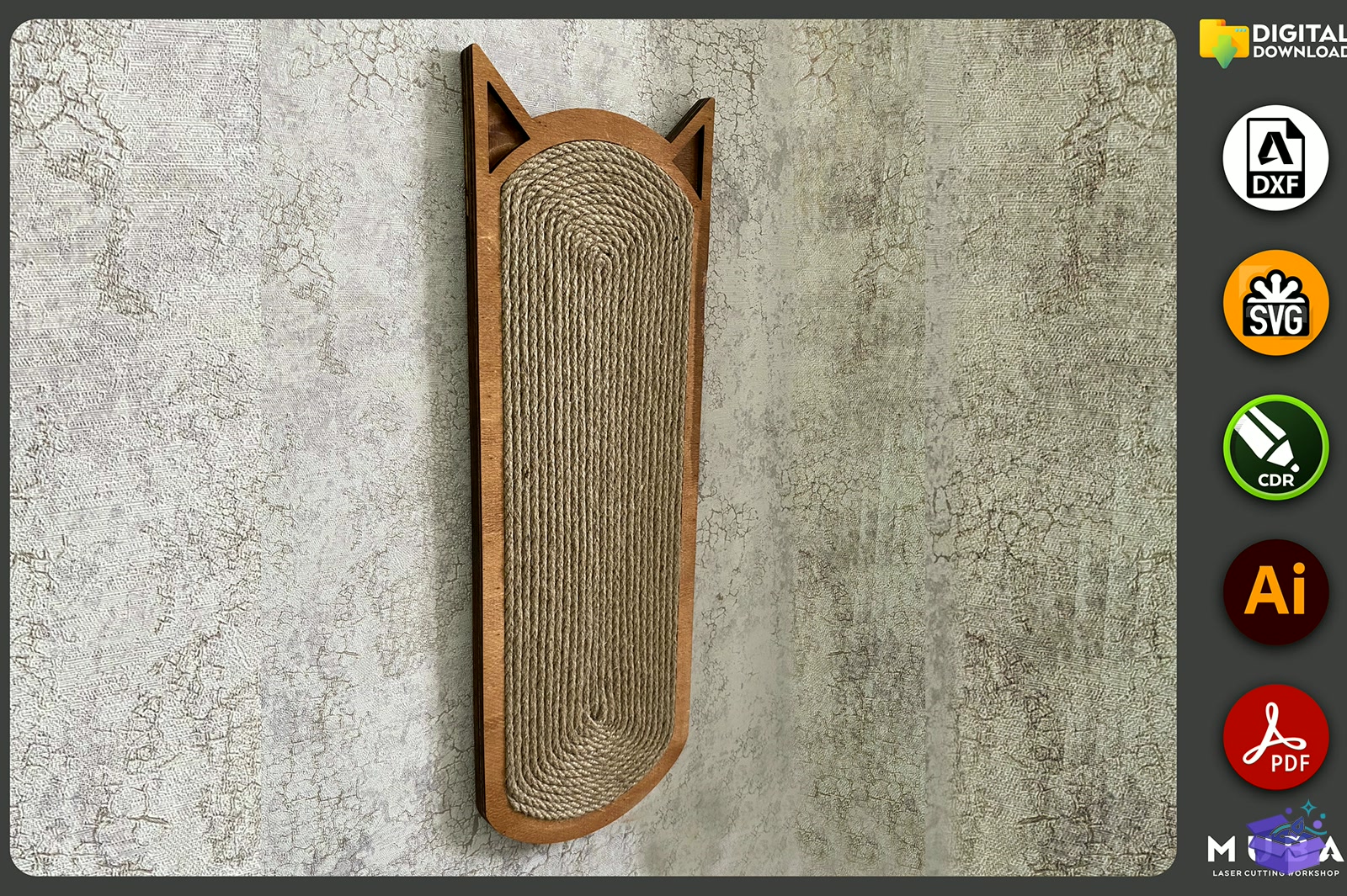 Laser Kedi Scratcher - Lazer Kesim ve Çizim Dosyası (SVG, DXF, EPS, PNG) - Lazer Kesim Dosyaları İndir (DXF, SVG, EPS)