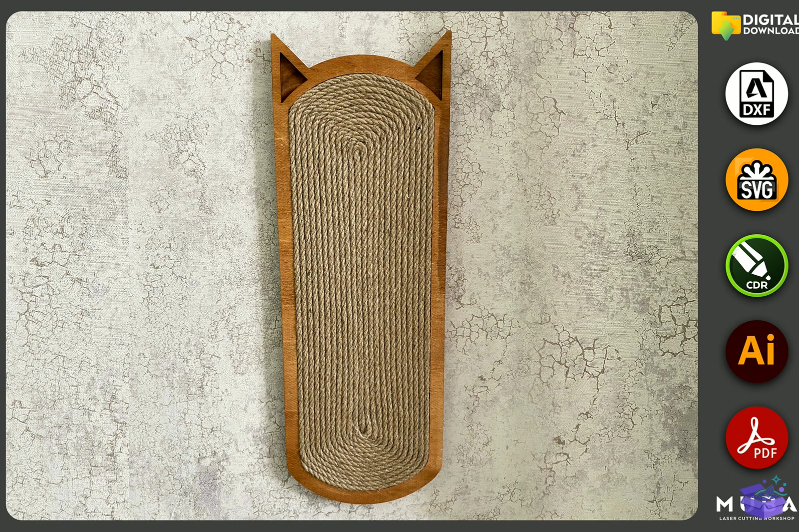 Laser Kedi Scratcher - Lazer Kesim ve Çizim Dosyası (SVG, DXF, EPS, PNG) - detaylı önizleme 2