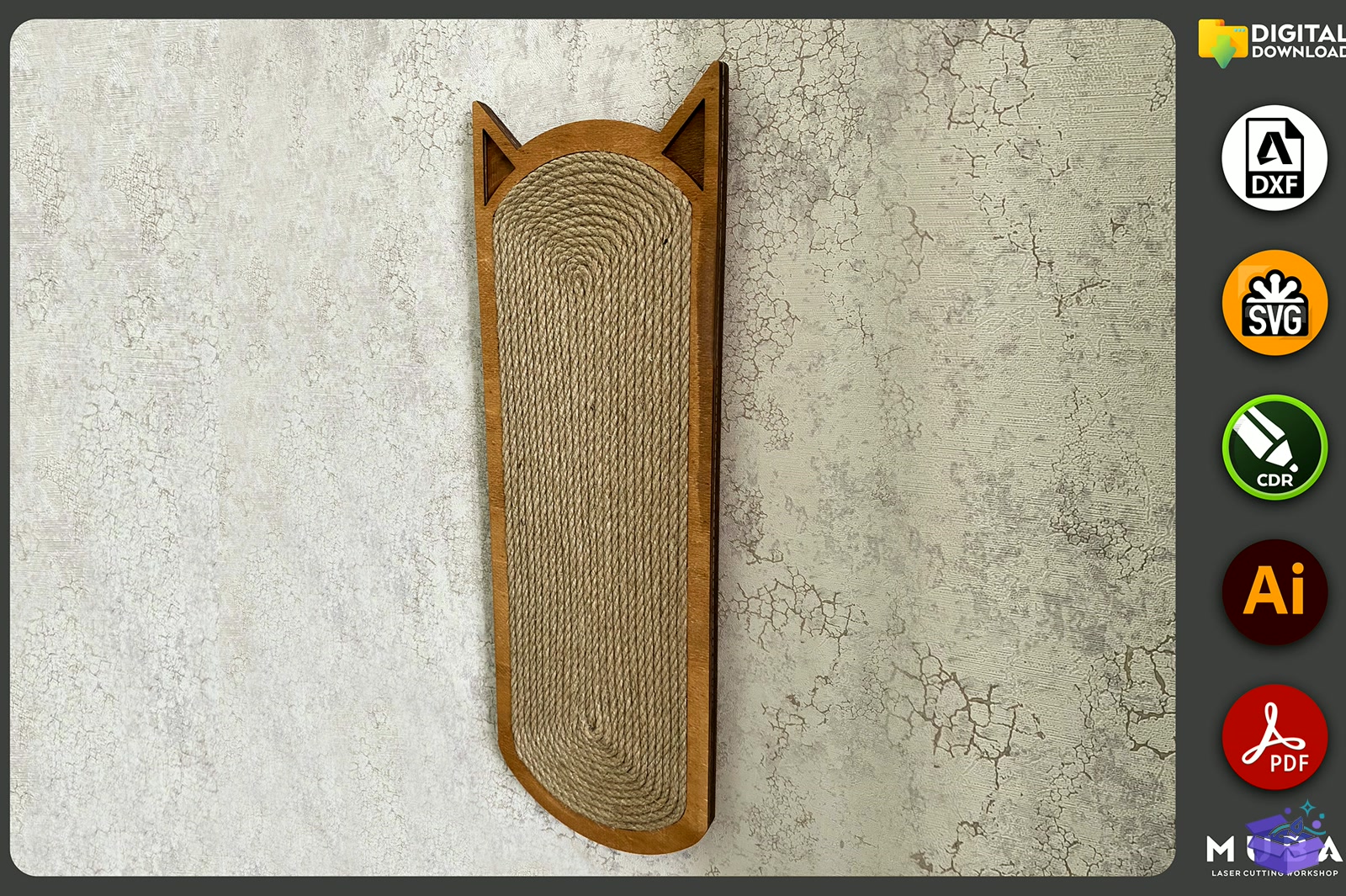 Laser Kedi Scratcher - Lazer Kesim ve Çizim Dosyası (SVG, DXF, EPS, PNG) - detaylı önizleme 3
