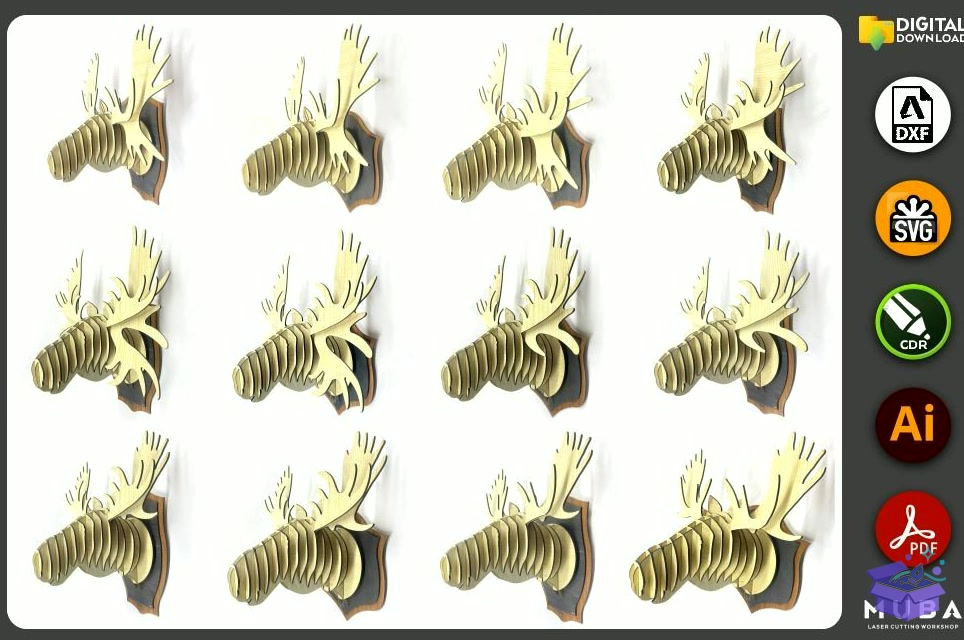 Yılbaşı Geyik SVG Ahşap 3D Ahşap Yapboz - 3D Baskı ve Model Dosyası (STL, OBJ, 3MF) - detaylı önizleme 2