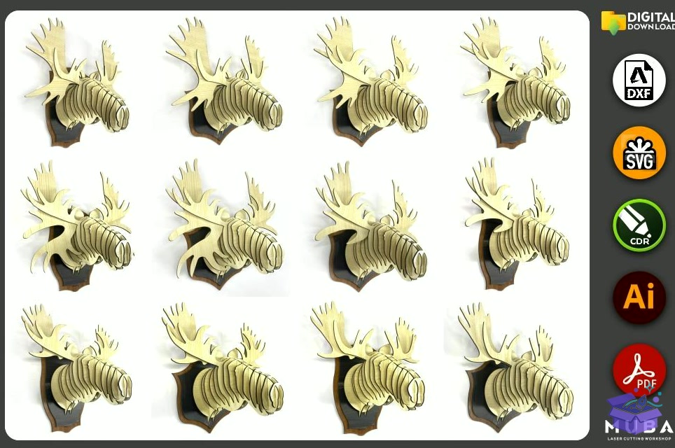 Yılbaşı Geyik SVG Ahşap 3D Ahşap Yapboz - 3D Baskı ve Model Dosyası (STL, OBJ, 3MF) - detaylı önizleme 4