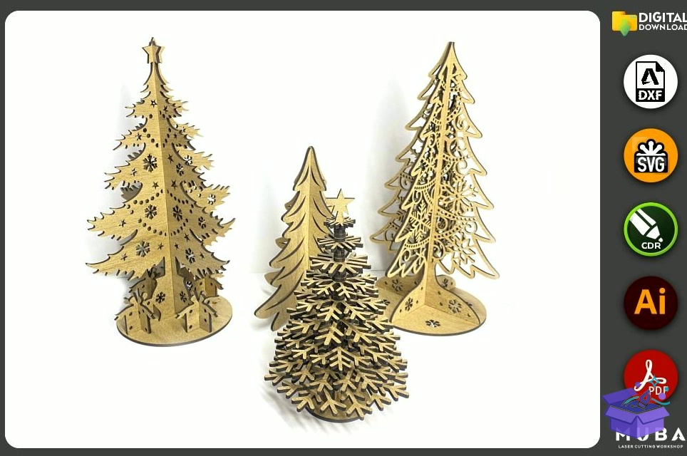 Models Yılbaşı Ağacı SVG - Lazer Kesim ve Çizim Dosyası (SVG, DXF, EPS, PNG) - detaylı önizleme 3