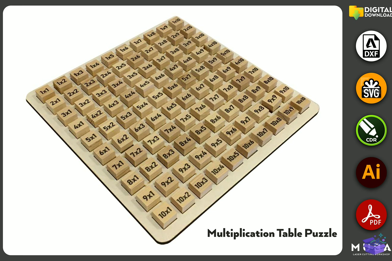 Multiplication Board Educational Game - Lazer Kesim ve Çizim Dosyası (SVG, DXF, EPS, PNG) - Lazer Kesim Dosyaları İndir (DXF, SVG, EPS)
