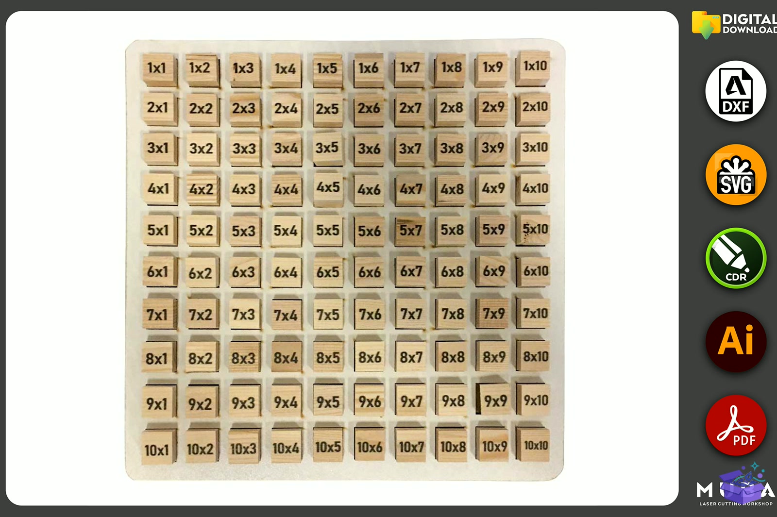Multiplication Board Educational Game - Lazer Kesim ve Çizim Dosyası (SVG, DXF, EPS, PNG) - detaylı önizleme 3