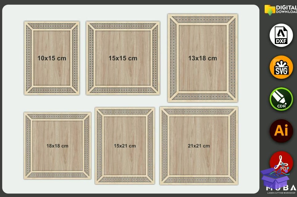 Lazer Kesim Photo Çerçeve SVG Rattan Çerçeve - Lazer Kesim ve Çizim Dosyası (SVG, DXF, EPS, PNG) - Lazer Kesim Dosyaları İndir (DXF, SVG, EPS)