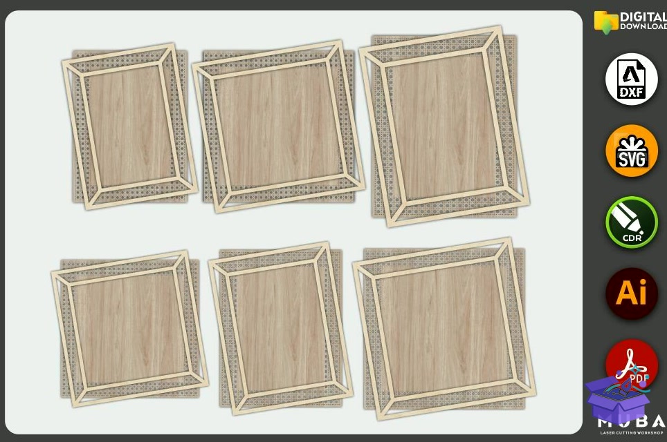 Lazer Kesim Photo Çerçeve SVG Rattan Çerçeve - Lazer Kesim ve Çizim Dosyası (SVG, DXF, EPS, PNG) - detaylı önizleme 3