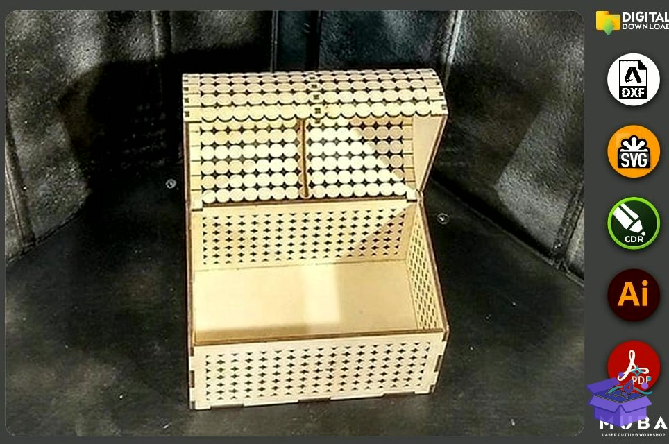 Crate Kutu Jewellery Kutu Gift Kutu Svg - Lazer Kesim ve Çizim Dosyası (SVG, DXF, EPS, PNG) - detaylı önizleme 3