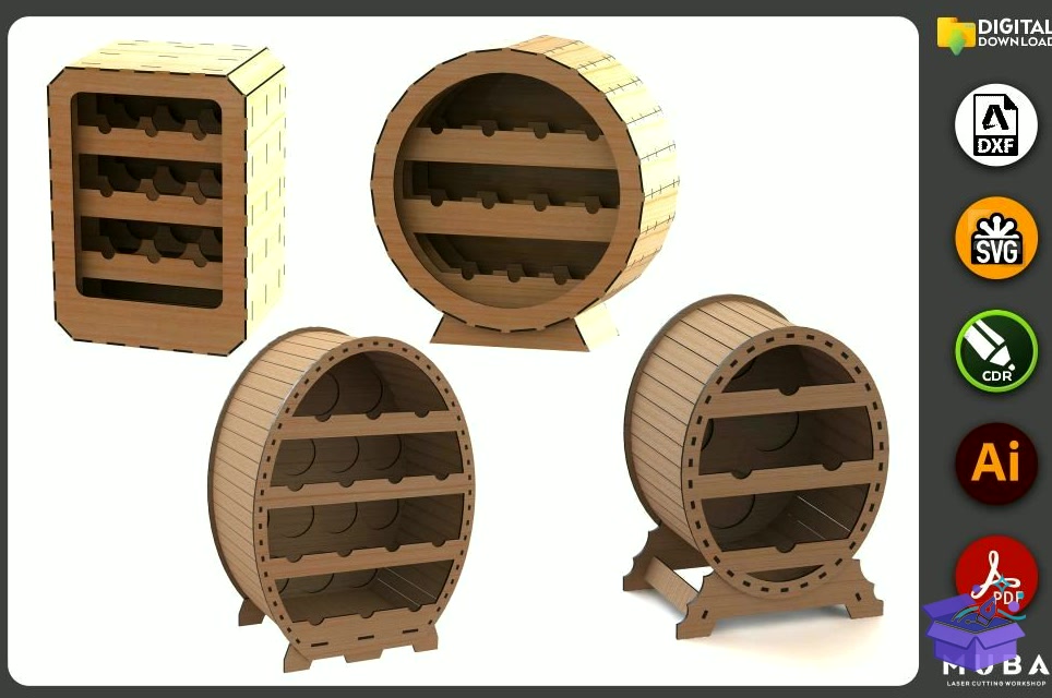 Tabletop Şaraplık Standı Sets Şarap Standı Svg - Lazer Kesim ve Çizim Dosyası (SVG, DXF, EPS, PNG) - Lazer Kesim Dosyaları İndir (DXF, SVG, EPS)