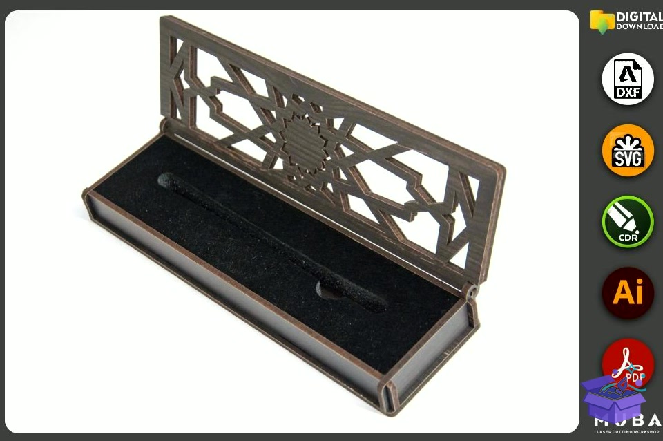 Ahşap Pen Kutu Gift Jewellery Kutu Svg - Lazer Kesim ve Çizim Dosyası (SVG, DXF, EPS, PNG) - detaylı önizleme 2
